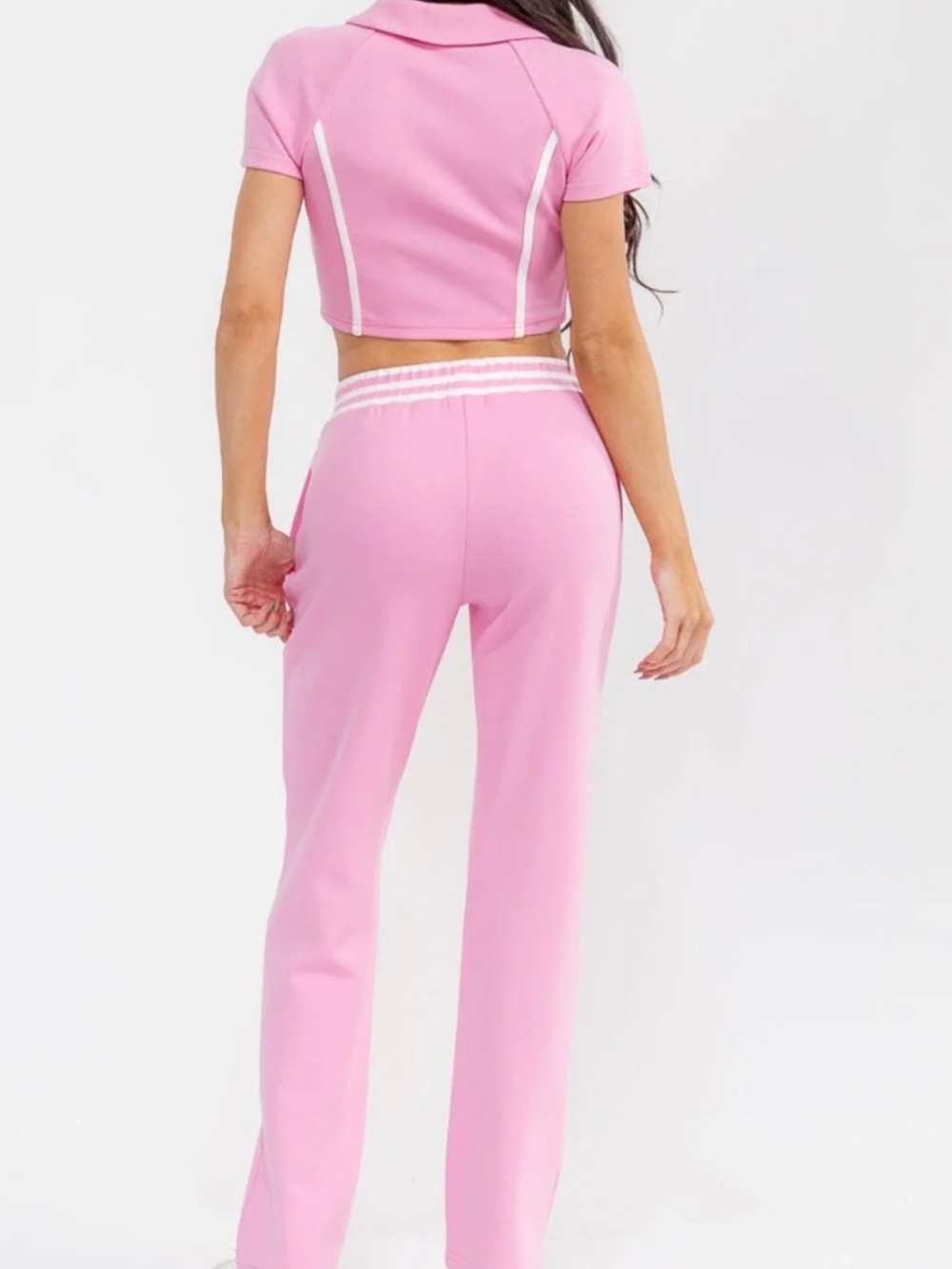 Pink 2-Piece Set | Cropped Zip Jacket & High-Waist Pants - Picture 3 of 3